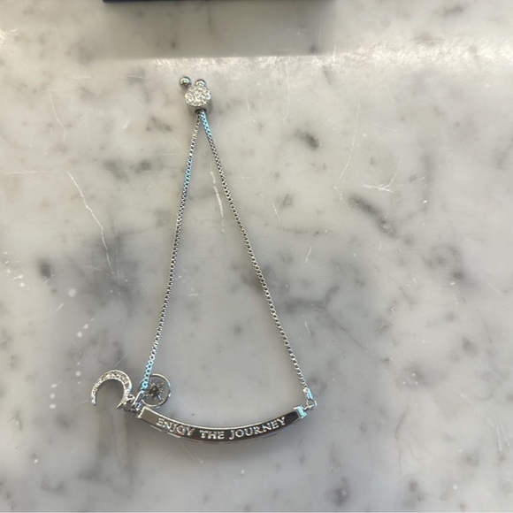 Brilliance Silver Plated Crystal Baguette ENJOY THE JOURNEY Adjustable Bracelet - Picture 5 of 9